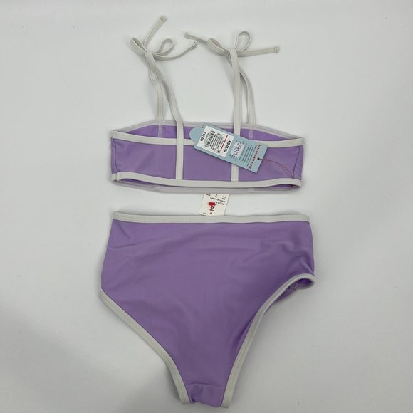Cat & Jack Kids Girls' Tie Strap Sleeve Two-Piece Swimsuit Purple XS (4/5) NWT - Picture 4 of 7